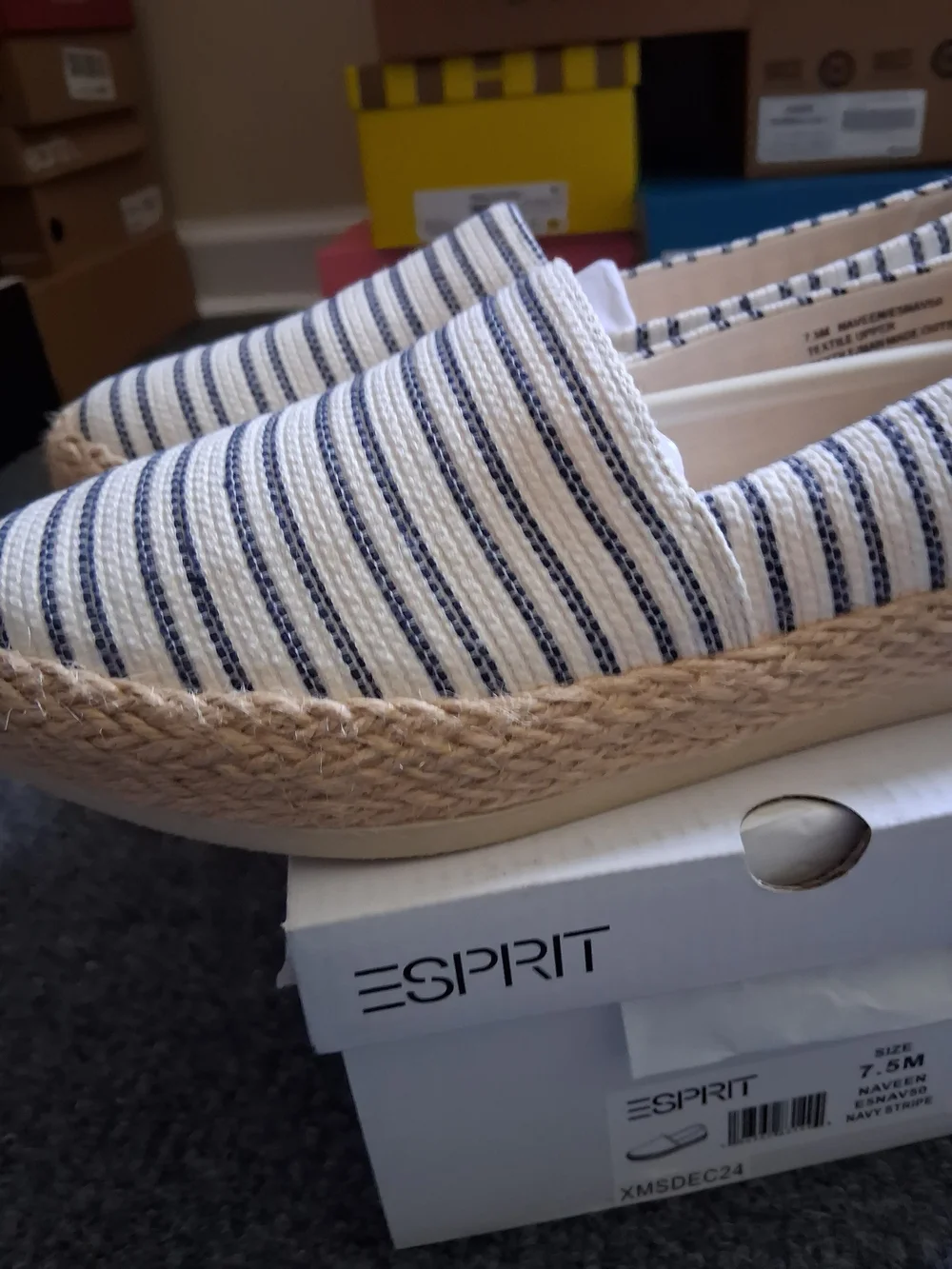 Esprit Striped Canvas Espadrilles - Navy & Cream
